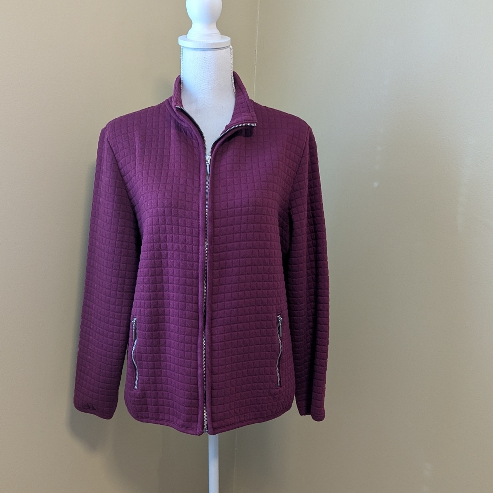 Karen Scott Sport Burgundy Zippered Jacket - Picture 5 of 8